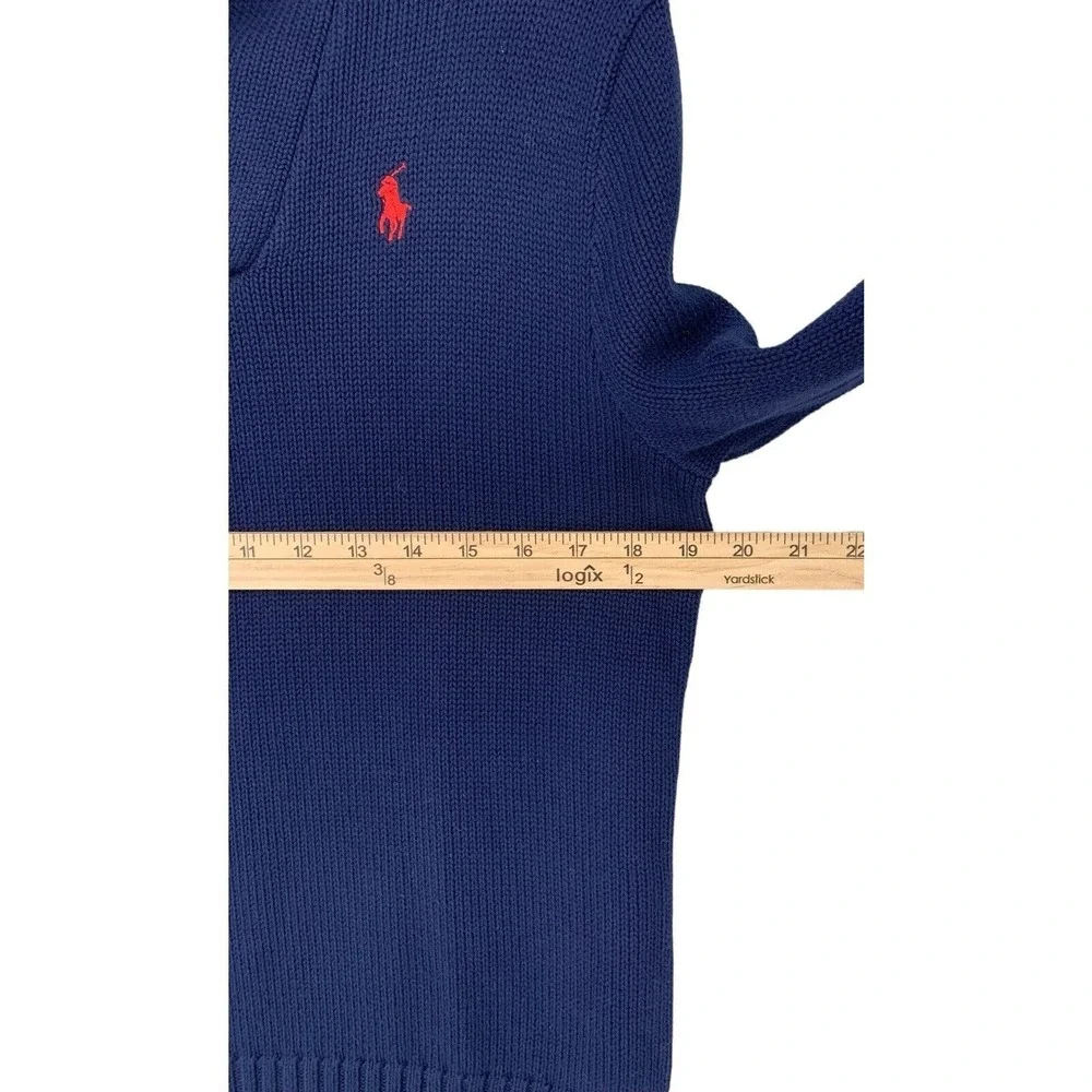Ralph Lauren Sweater Mens XL Blue Casual Preppy Pullover Shawl Collar Logo Pony